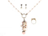 Alana Leigh Gold-Washed Rose Quartz and Pearl Necklace, Ring, and Earrings Set