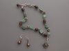 Alana Leigh Sterling Silver Green Chalcedony and Brown Pearl Necklace and Earrings Set