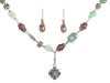 Alana Leigh Sterling Silver Green Chalcedony and Brown Pearl Necklace and Earrings Set