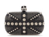 Alexander McQueen Black Studded Britannia Skull Box Clutch