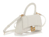 Balenciaga XS White Crocodile Embossed Hourglass Top Handle Bag