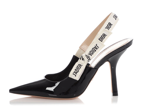 Dior Black Patent J'adior Slingback Pumps