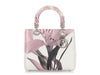 Dior Medium White and Pink Deerskin Floral Lady Dior