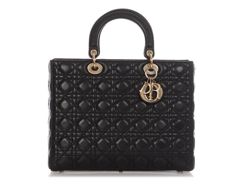 Dior Large Black Lambskin Lady Dior