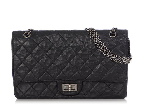 Chanel Black Quilted Distressed Calfskin 2.55 Reissue 227