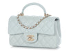 Chanel Light Blue Quilted Lambskin Mini Top Handle Bag