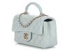 Chanel Light Blue Quilted Lambskin Mini Top Handle Bag