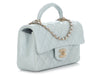 Chanel Light Blue Quilted Lambskin Mini Top Handle Bag