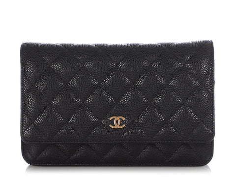 Chanel Black Quilted Caviar Wallet on Chain WOC