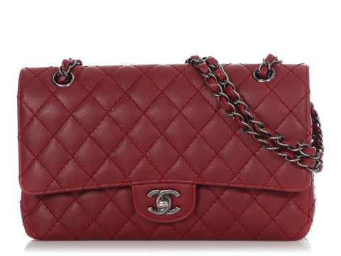 Chanel Medium/Large Red Quilted Caviar Classic Double Flap