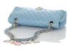 Chanel Medium Blue Quilted Lambskin Valentine Heart Charms Bag