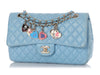 Chanel Medium Blue Quilted Lambskin Valentine Heart Charms Bag