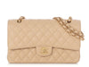 Chanel Medium/Large Beige Quilted Caviar Classic Double Flap