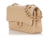 Chanel Medium/Large Beige Quilted Caviar Classic Double Flap