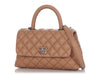 Chanel Caramel Quilted Caviar Mini Coco Handle