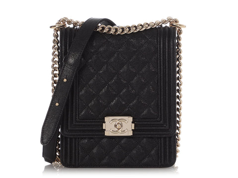 Chanel Black Quilted Caviar North-South Boy Bag