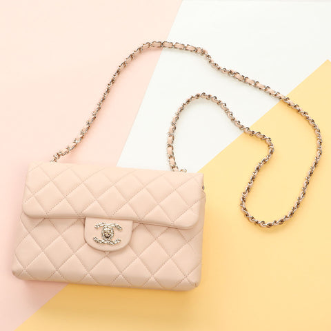 Chanel Light Beige Quilted Lambskin Crossbody Flap