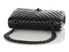 Chanel Medium/Large So Black Chevron-Quilted Lambskin Classic Double Flap