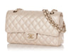 Chanel Medium/Large Pearly Beige Quilted Caviar Classic Double Flap