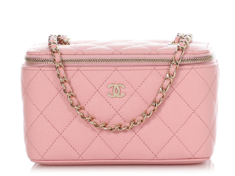 Chanel Mini Pink Quilted Caviar Vanity Crossbody