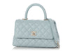 Chanel Mini Light Blue Quilted Caviar Coco Handle