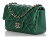 Chanel Mini Green Iridescent Quilted Caviar Rectangular Classic