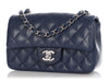 Chanel Mini Navy Quilted Caviar Rectangular Classic