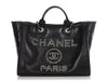 Chanel Large Black Leather Calfskin and Tweed Deauville Tote