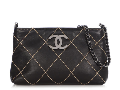 Chanel Black Lambskin Wild Stitch Mini Bag