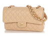 Chanel Medium/Large Beige Quilted Caviar Classic Double Flap