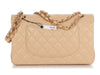 Chanel Medium/Large Beige Quilted Caviar Classic Double Flap