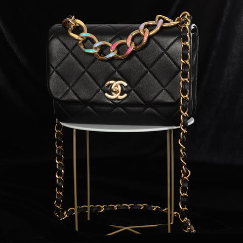 Chanel Small Black Quilted Lambskin Color Match Flap