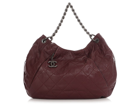 Chanel Burgundy Quilted Smooth Leather Hobo