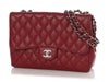 Chanel Jumbo Dark Red Quilted Caviar Classic Single Flap