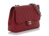 Chanel Jumbo Dark Red Quilted Caviar Classic Single Flap