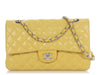 Chanel Medium/Large Yellow Quilted Lambskin Classic Double Flap