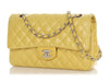 Chanel Medium/Large Yellow Quilted Lambskin Classic Double Flap