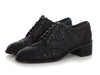 Chanel Black Glitter and Grosgrain Oxfords