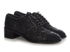 Chanel Black Glitter and Grosgrain Oxfords