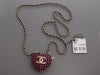 Chanel Purple and Black Tweed Heart Locket Necklace