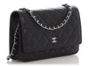 Chanel Black Quilted Caviar Wallet On Chain WOC