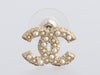 Chanel Pearl and Crystal Logo Pierced Earrings