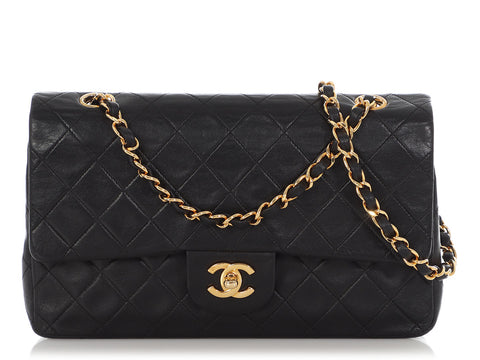 Chanel Vintage Medium/Large Black Quilted Lambskin Classic Double Flap