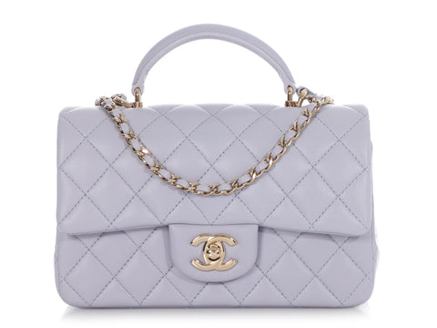 Chanel Mini Lilac Quilted Lambskin Top Handle Bag