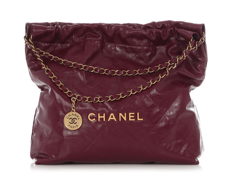 Chanel Medium Plum Shiny Quilted Calfskin 22