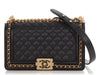 Chanel Old Medium Black Quilted Caviar Chain Around Boy