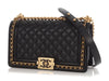 Chanel Old Medium Black Quilted Caviar Chain Around Boy