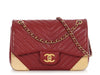 Chanel Small Red Chevron-Quilted Calfskin Rock The Corner Flap