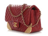 Chanel Small Red Chevron-Quilted Calfskin Rock The Corner Flap