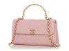 Chanel Pink Lambskin Enamel Top Handle Clutch